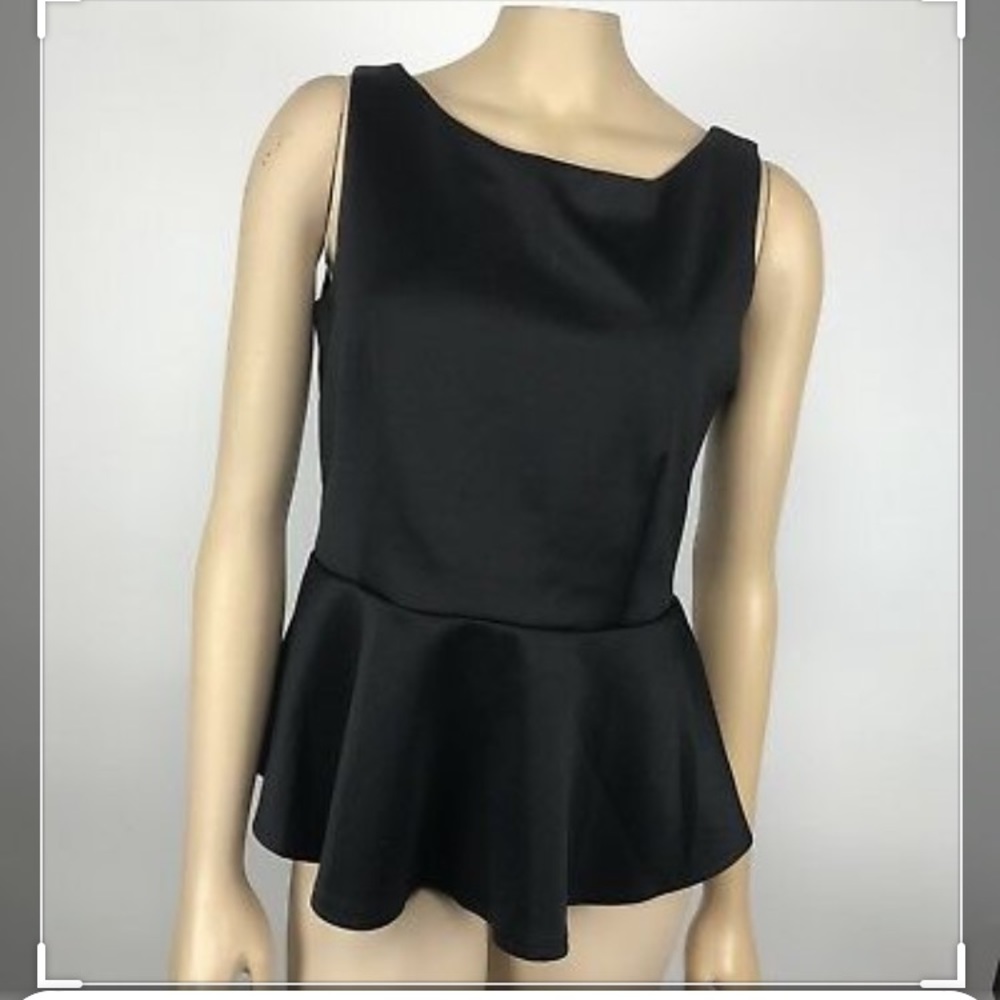 Sleeveless Solid Black Peplum Top